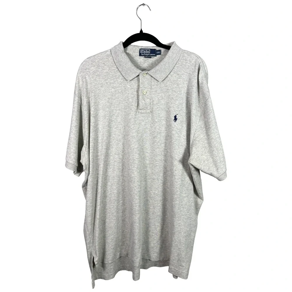 Polo Ralph Lauren Mens XXL Heather Gray Short Sleeve Cotton Polo Shirt Old Money